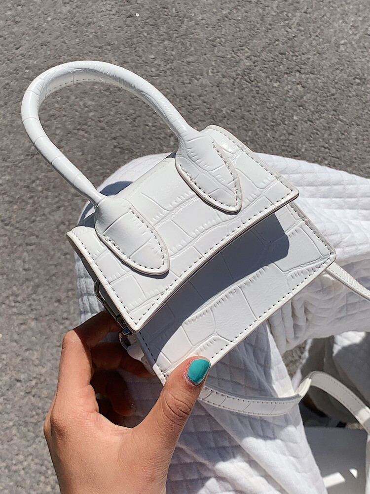 SHEIN Mini Croc Embossed Satchel Bag | SHEIN