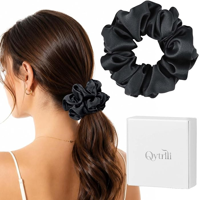 Silk Scrunchie 1.4" Medium Wide 6A 22 Momme 100% Mulberry Silk Hair Ties,Gentle on Hair No Damage... | Amazon (US)