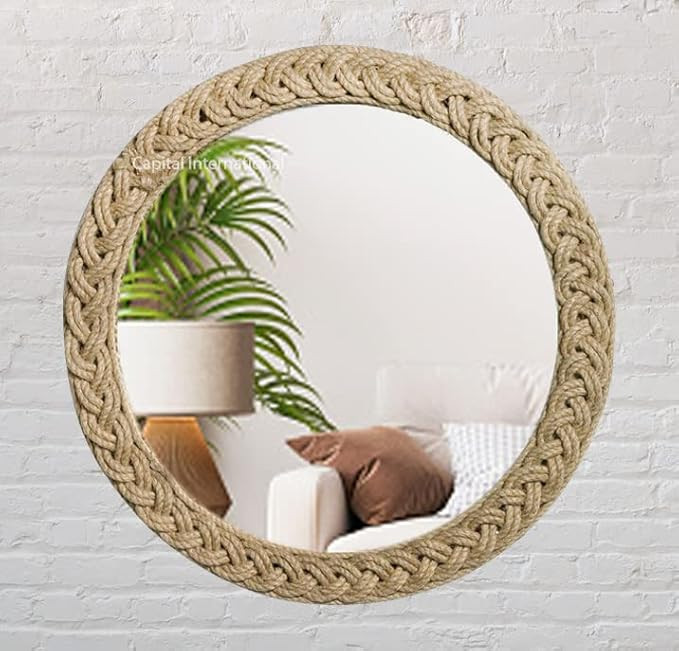 Round Rope Wall Mirror Large Wall Mounted | Nautical Rope for Rustic Farmhouse Wall Mirror Modern... | Amazon (US)