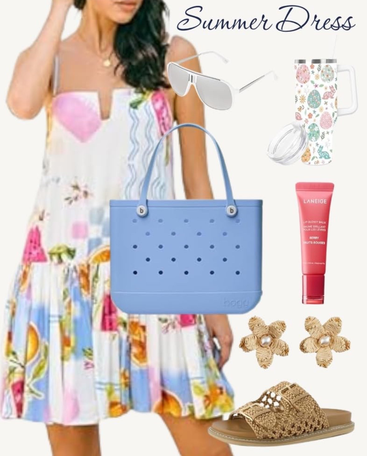 Summer graffiti print dress with rattan sandal and beach bag

#LTKStyleTip #LTKShoeCrush #LTKFindsUnder50