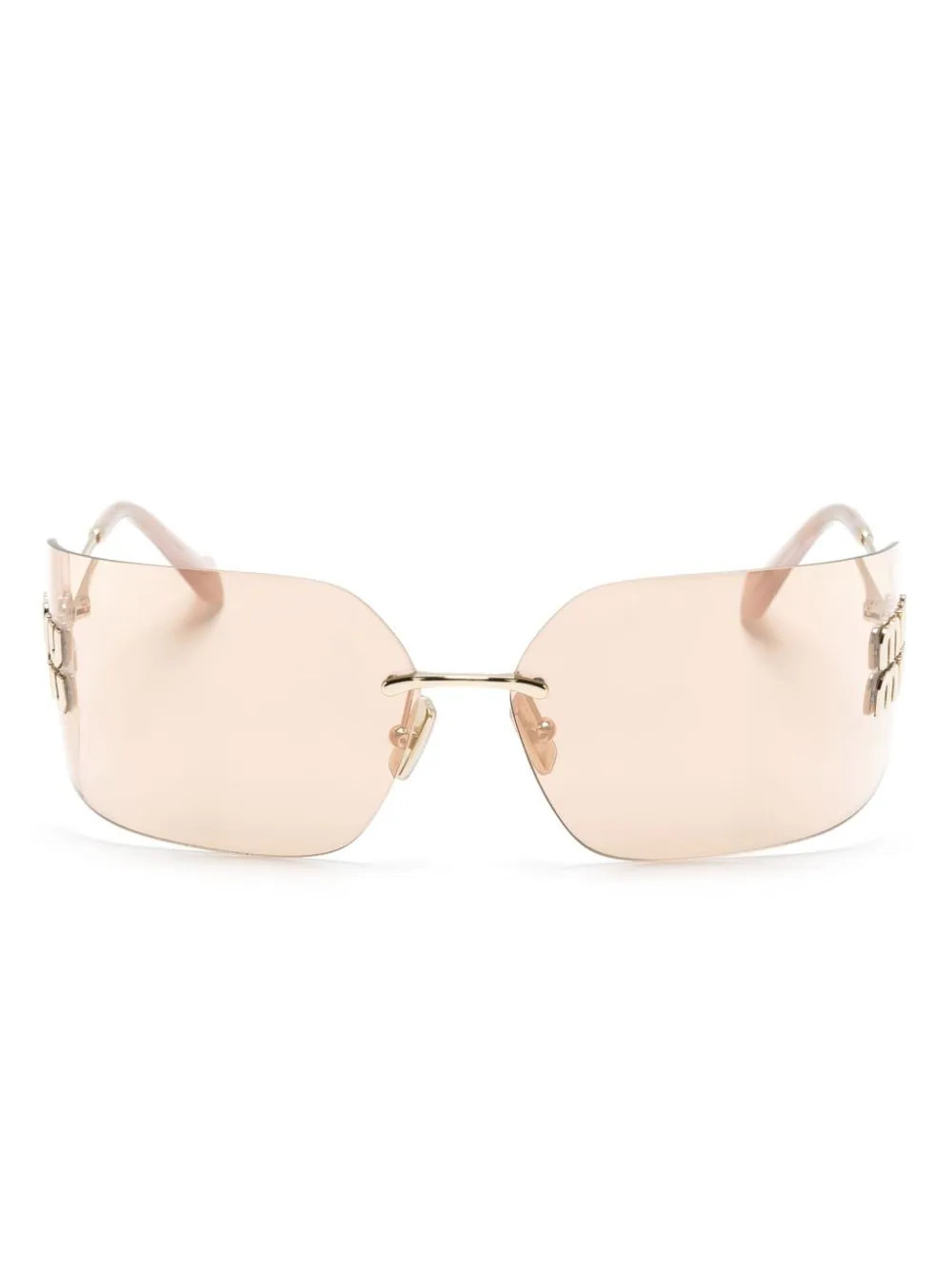 Miu Miu Eyewear Aube wraparound-frame sunglasses - Gold | Farfetch Global