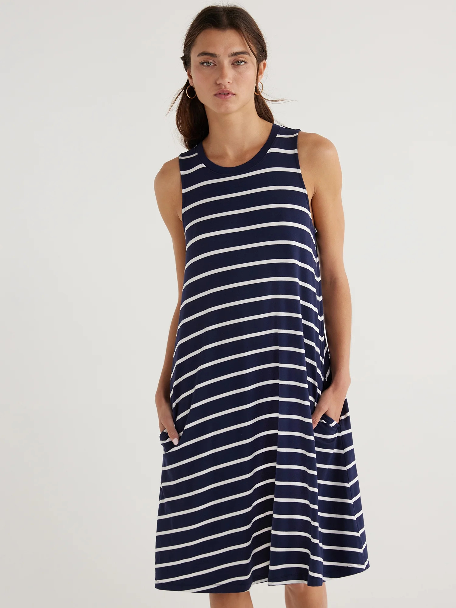 Time and Tru Women's Sleeveless Knit Swing Dress, Sizes XS-XXXL | Walmart (US)