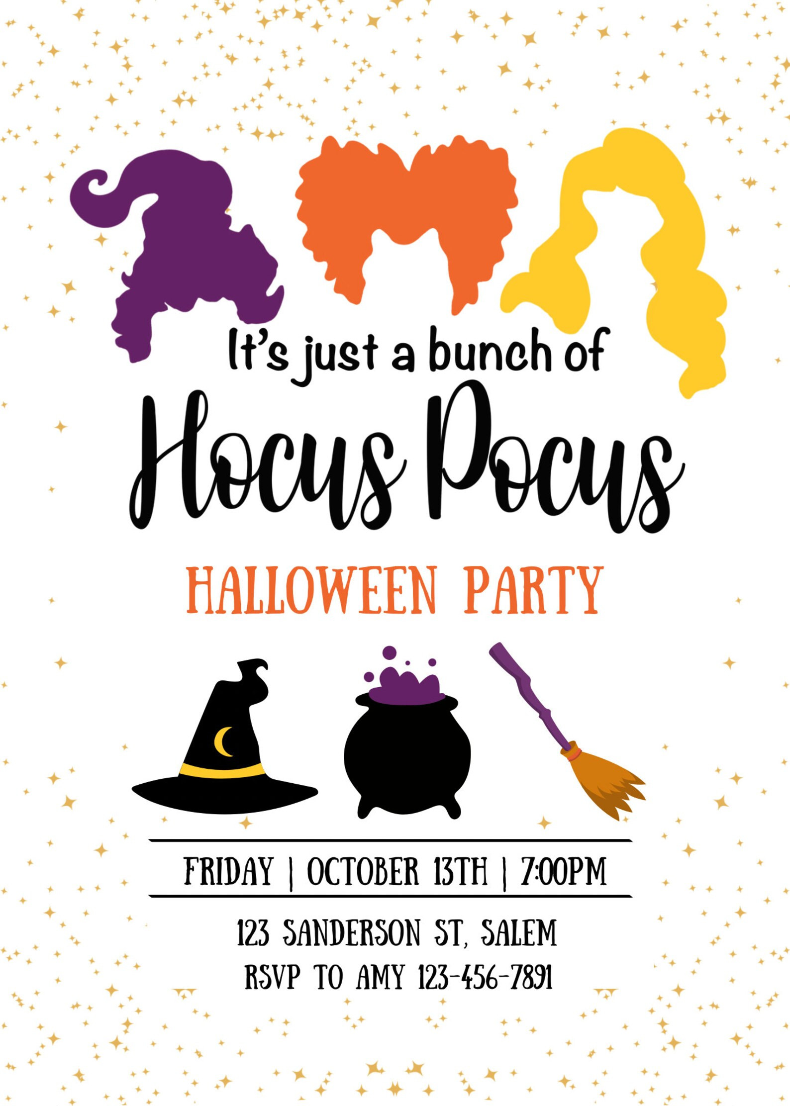 Its Just A Bunch of Hocus Pocus Halloween Party Invitation Template - Etsy | Etsy (US)