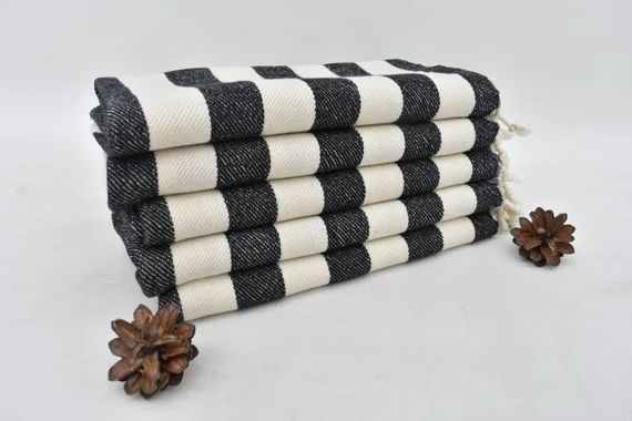 Hand Towel, Turkish Hand Towel, 43x20, Soft Towel, Black Turkey Towel, Small Towel, Tea Towel, Di... | Etsy (US)