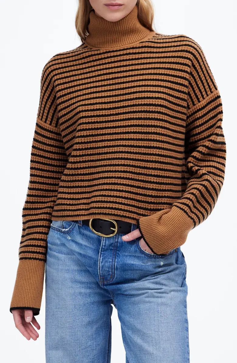 Madewell Stripe Wool Waffle Knit Turtleneck Sweater | Nordstromrack | Nordstrom Rack