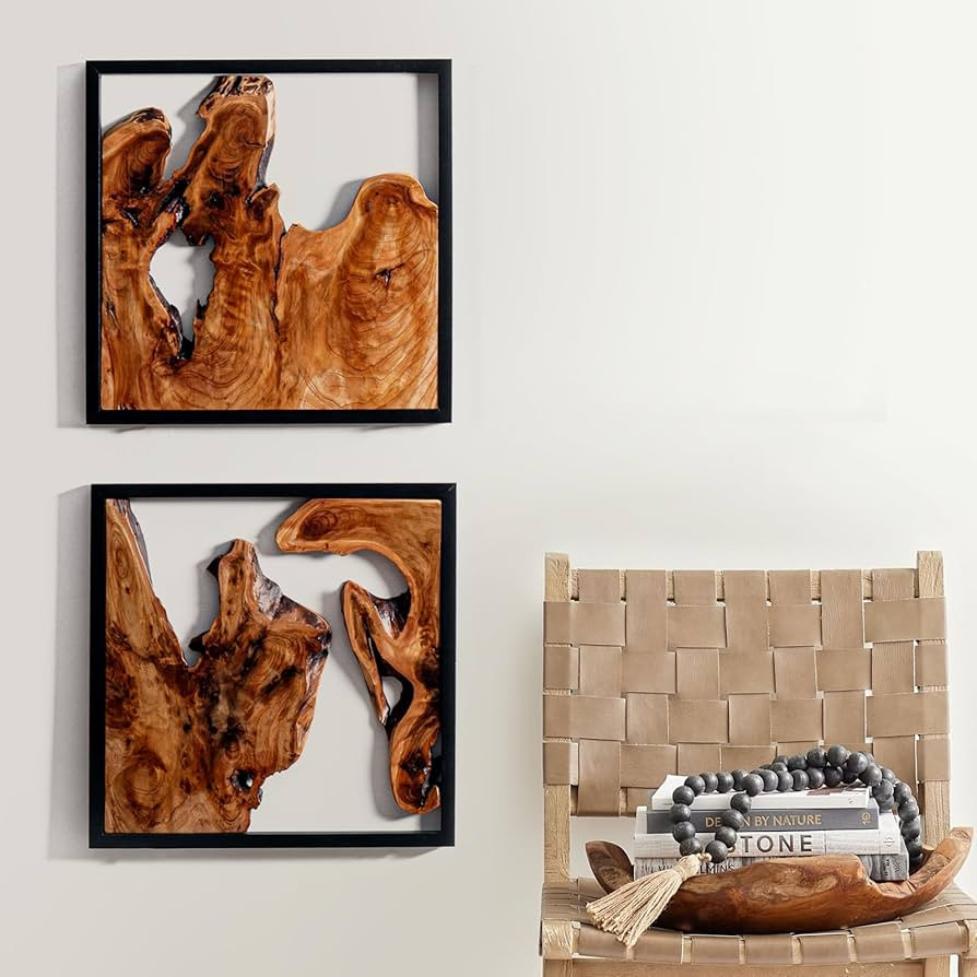 WELLAND 2 Pieces Rustic Cedar Wall Sculptures, Live Edge Wall Art Décor, Decorative centerpieces... | Amazon (US)