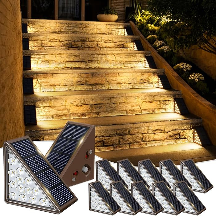 Solar Step Lights for Outside, 12pack Solar Stair Lights Outdoor Waterproof IP67, Deck Step Light... | Amazon (US)