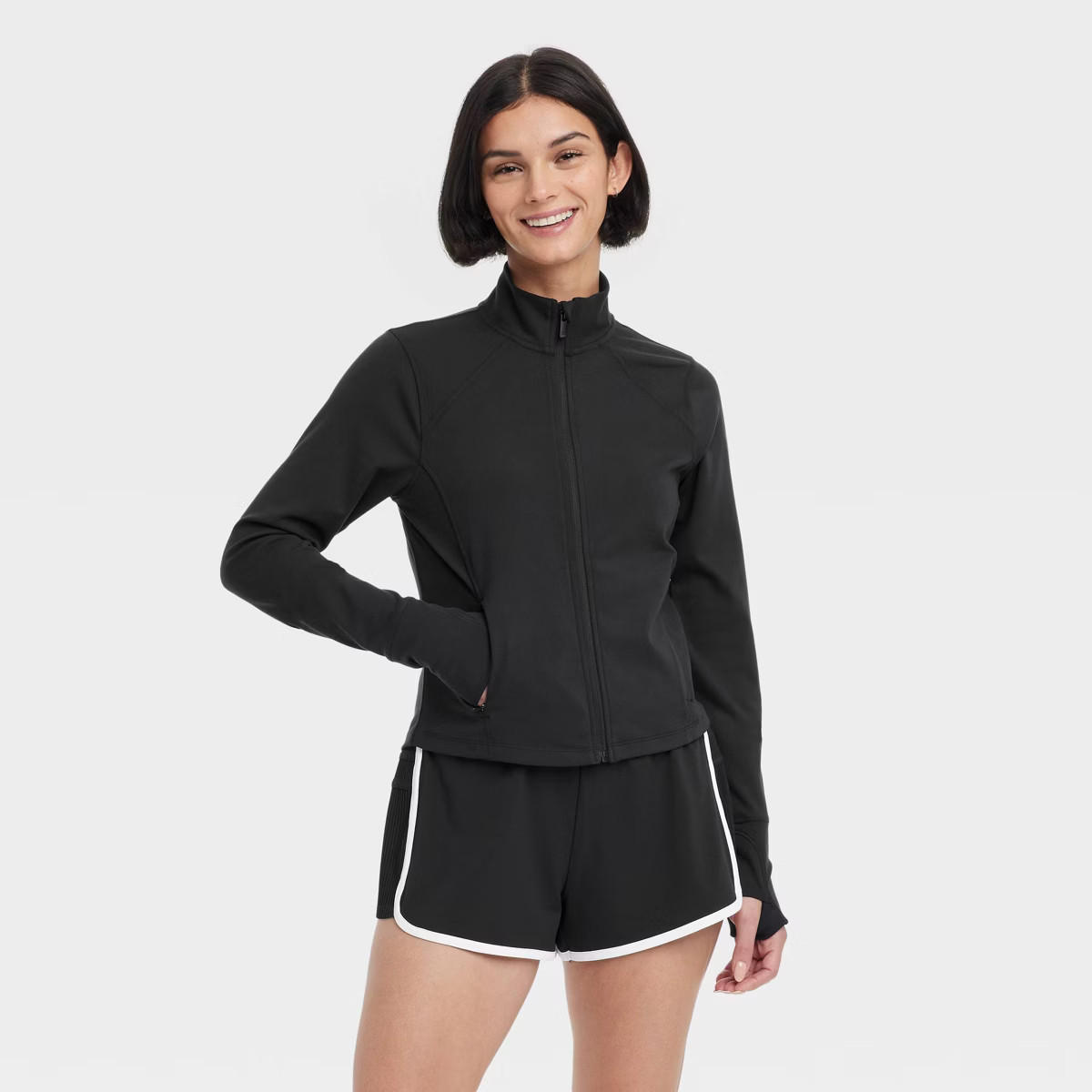 Women's Dynamic Flex Full Zip Jacket - All In Motion™ Black L: Moisture Wicking, Quick Drying, ... | Target