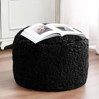 Round Stuffed Pouf Ottoman, Long Faux Fur Poufs With Foam Chunk Filling, Fluffy And Furry Pouf Foot Stool Storage Ottoman () | Wayfair North America