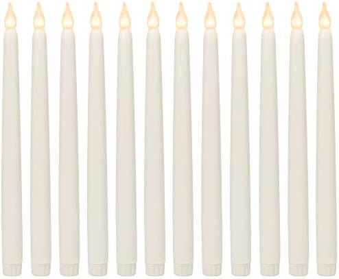 WYZworks 11" Ivory Taper Flameless Holiday Christmas Xmas Tree LED Faux Wax Candle Lights 12PK | Amazon (US)