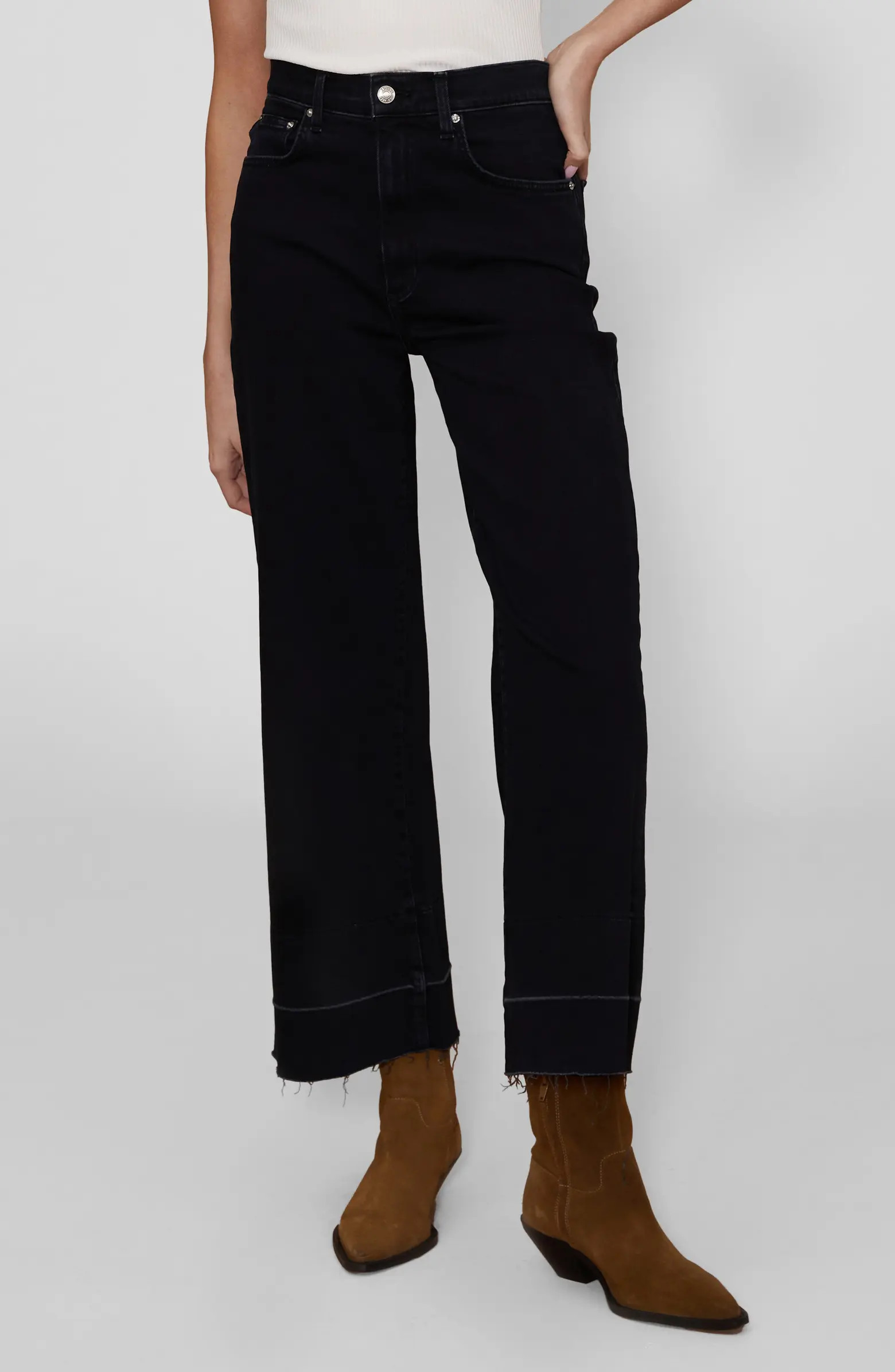 Sophia Release Hem High Waist Ankle Wide Leg Jeans | Nordstrom