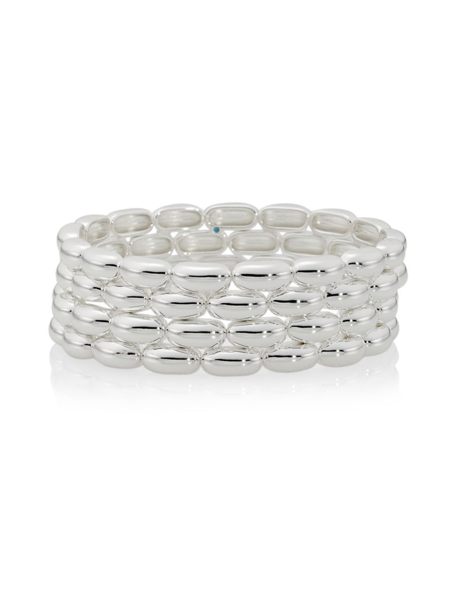 Shop Roxanne Assoulin Pillow 2-Piece Silvertone Stretch Bracelet Set | Saks Fifth Avenue | Saks Fifth Avenue