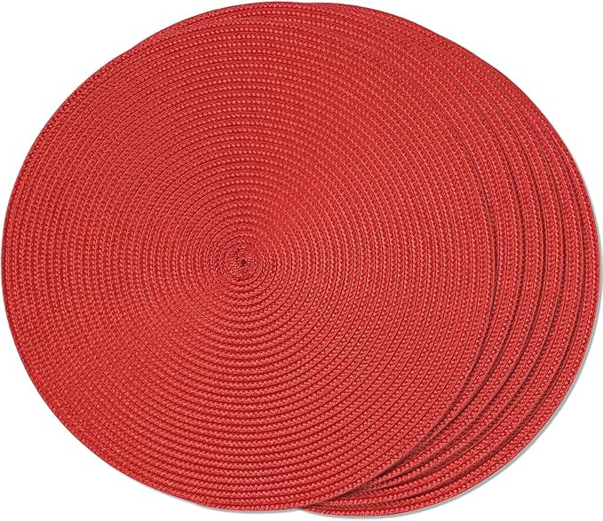 FunWheat Round Braided Placemats Set of 6 Table Mats for Dining Tables Woven Washable Non-Slip Pl... | Amazon (US)