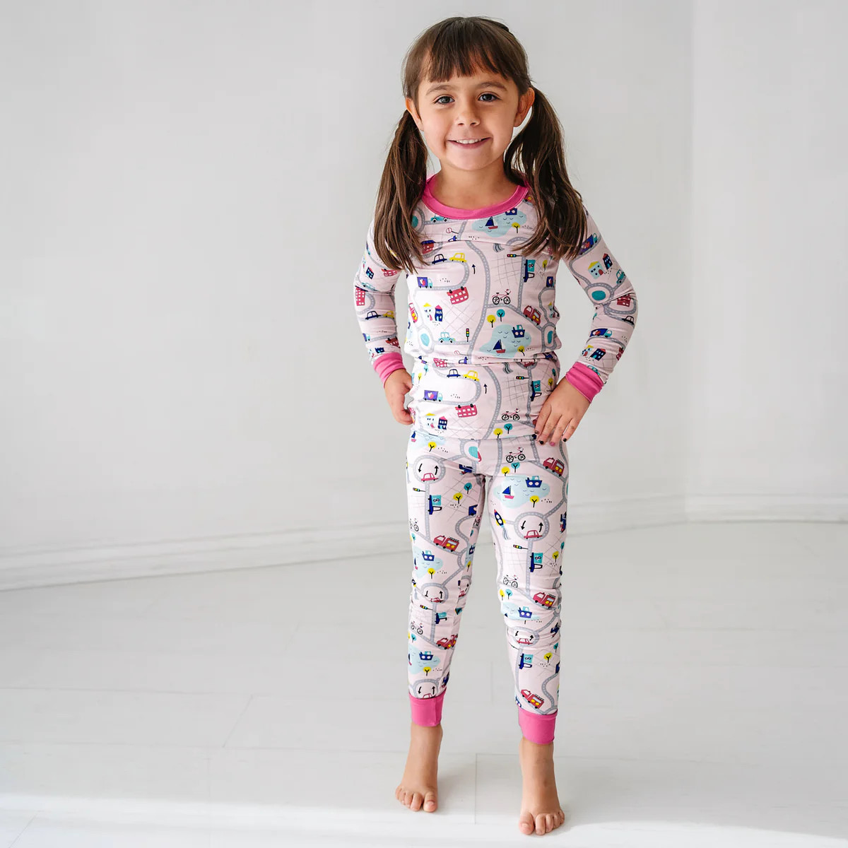 Rosy Road Trip Two-Piece Pajama Set | Little Sleepies