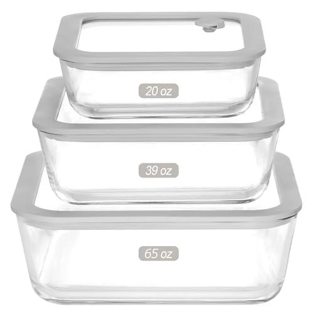 EcoEvo Glass Food Containers with Glass Lid Grey-3S | Walmart (US)