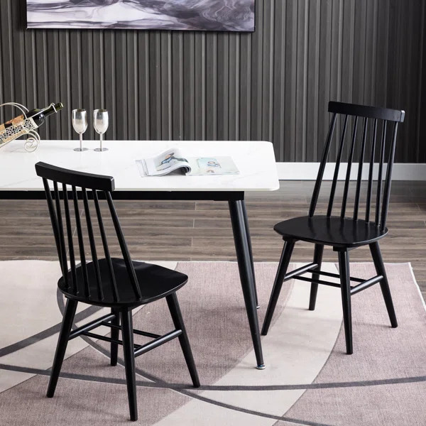 Alvie 17" Wide Modern Farmhouse Windsor Back Solid Wood Dinning Chairs | Wayfair North America