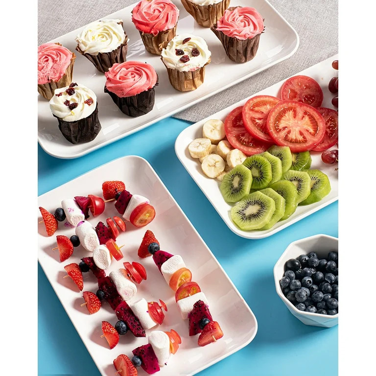 Delling Large Serving Platter, 14 Inch White Ceramic Set of 3 | Walmart (US)