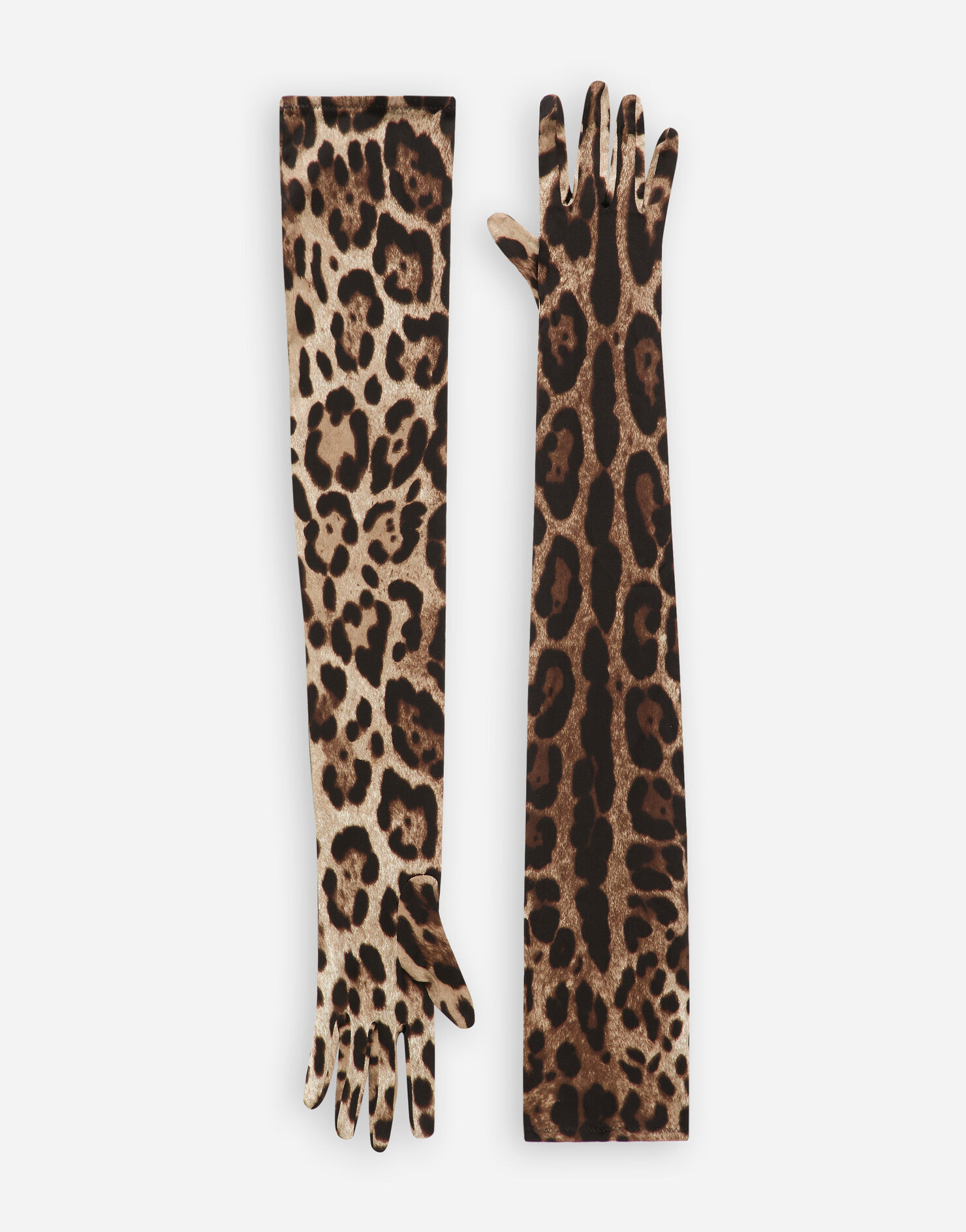 KIM DOLCE&GABBANA Long leopard-print stretch satin gloves | Dolce & Gabbana US