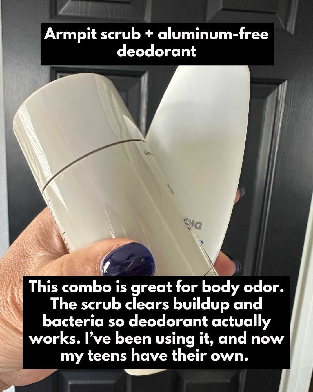 Armpit scrub + aluminum-free deodorant

This combo is great for body odor. The scrub clears buildup and bacteria so deodorant actually works. I’ve been using it, and now my teens have their own.

#LTKselfcare #LTKFindsUnder50 #LTKSeasonal
