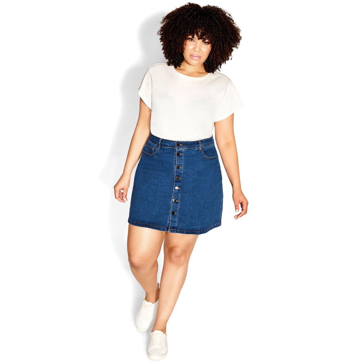 Women's Plus Size  Island Denim Skirt - mid denim | CITY CHIC | Target