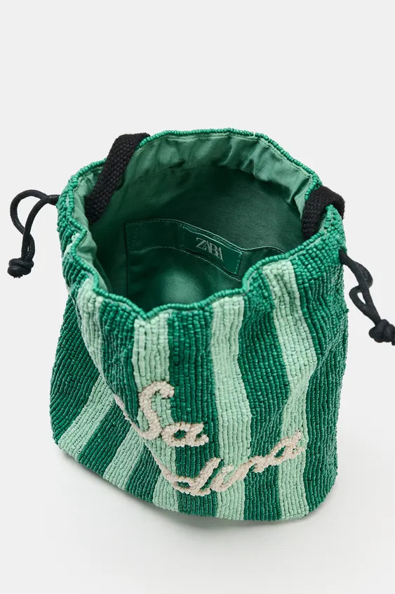 Bucket bag. Beaded exterior. Twin top handles and a detachable crossbody strap. Interior pocket. ... | Zara UK