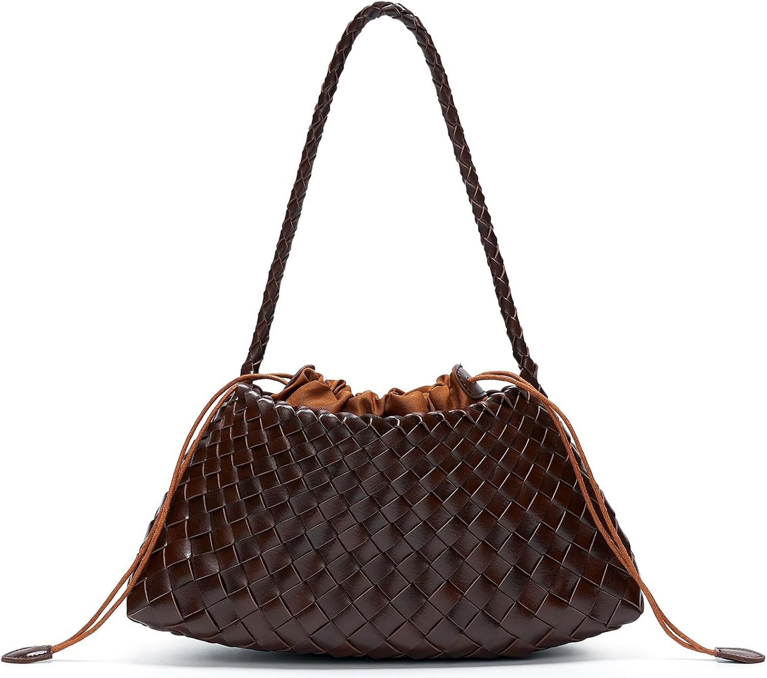 Small Woven Purse for Women Vegan Leather Underarm Shoulder Hobo Handbag | Amazon (US)