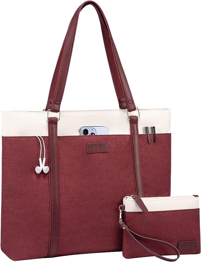 JFFD Laptop Shoulder Work Tote Bag for Women,Lightweight Casual School Bag Teacher Bag Canvas 15.... | Amazon (US)