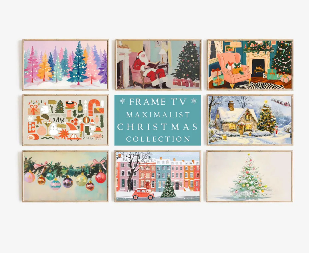 Frame Tv Art Colorful Christmas Set Maximalist Xmas Tv Art Bundle Digital Download Retro Mid-cent... | Etsy (US)