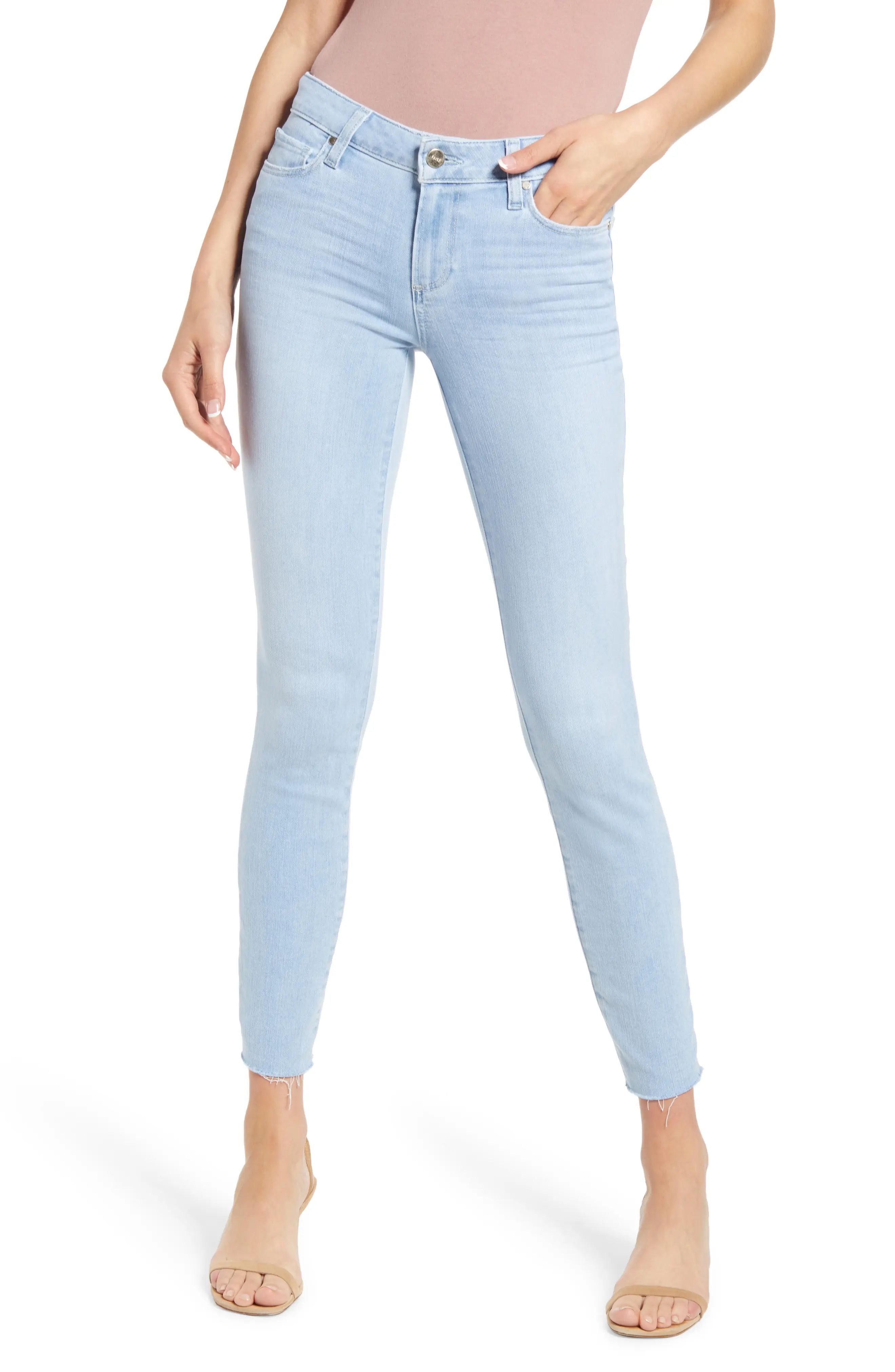 Women's Paige Verdugo Raw Hem Ankle Skinny Jeans, Size 31 - Blue | Nordstrom