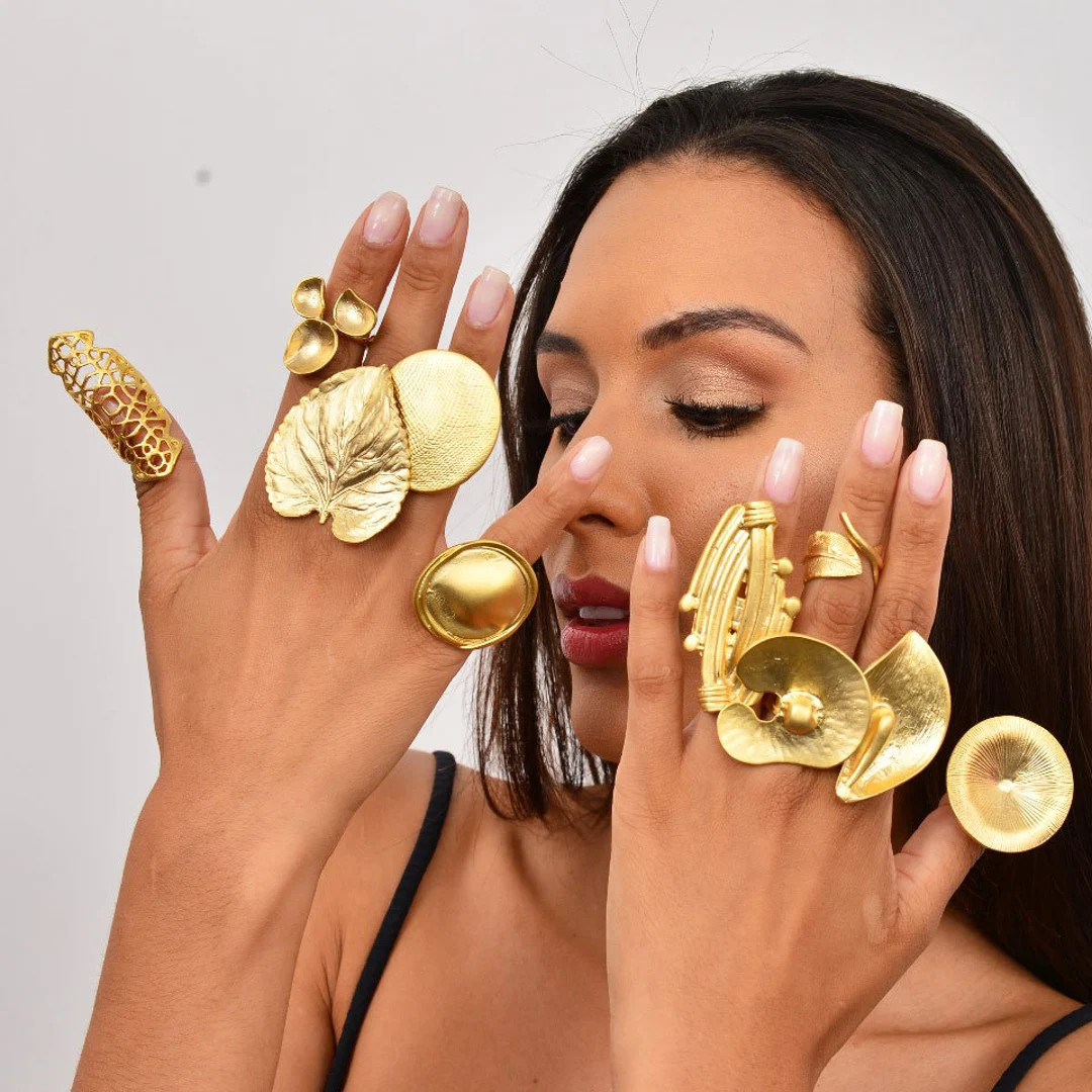 Boho ring bohemian rings hippie ring gold ring tribal ring large ring brass ring boho jewelry, ch... | Etsy (US)