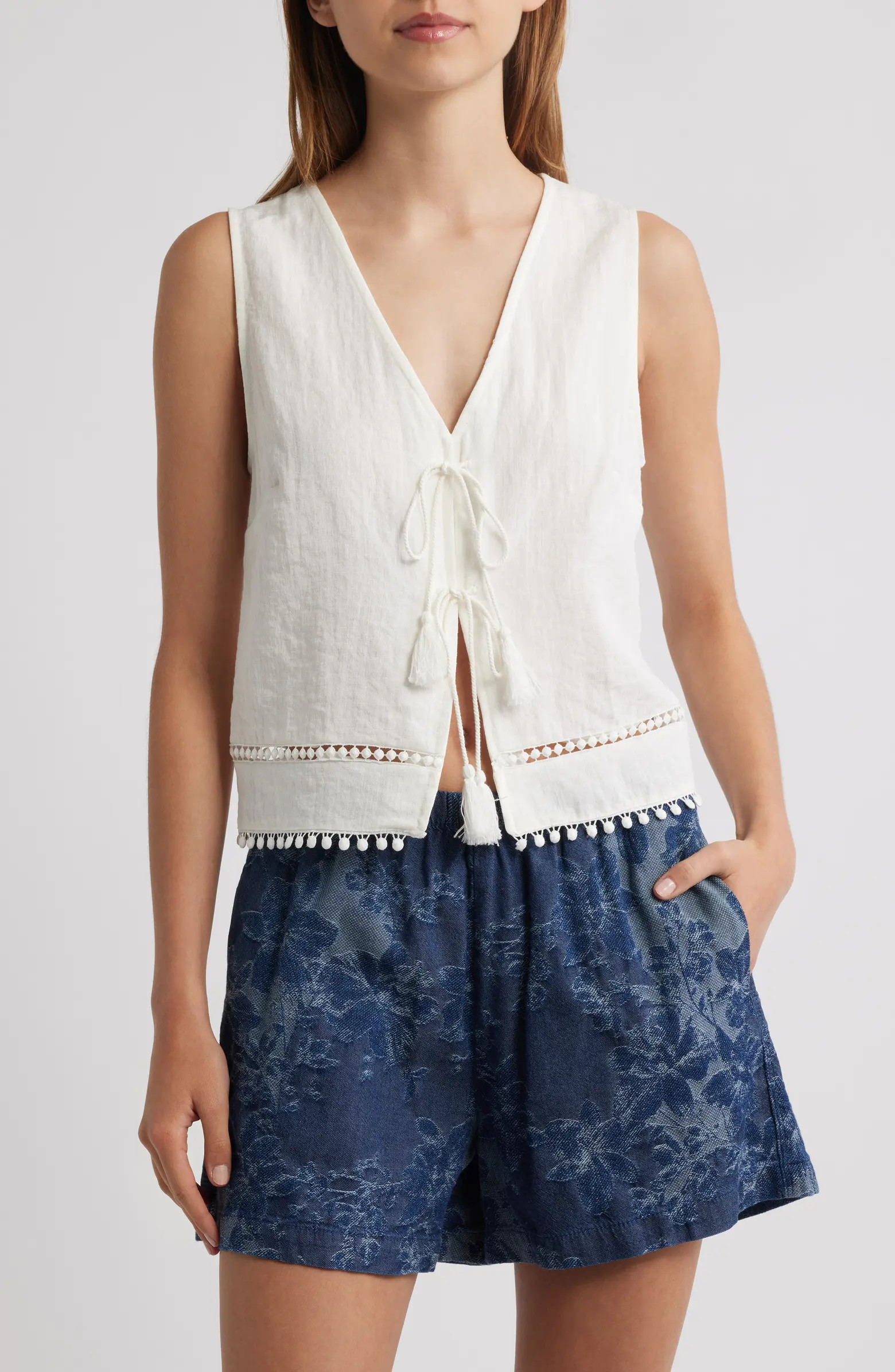 Sleeveless Tie Front Top | Nordstrom