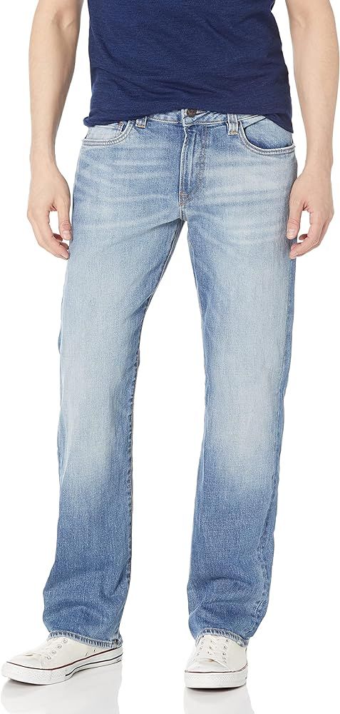 Buffalo David Bitton Men's Relaxed Straight Driven Jeans, Mid Blue Sanded, 38x30 | Amazon (US)