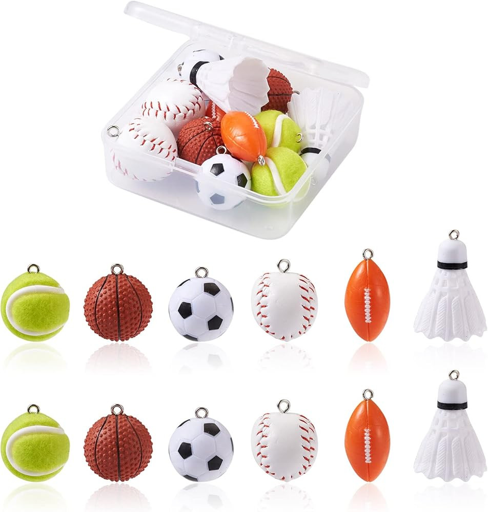 Craftdady Lovely Sports Ball Pendant Charm Baseball Bat Glove Hanging Charm Ornament Tennis Ball ... | Amazon (US)