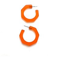 Orange Frosted Octagon Kay Hoop Earrings | Etsy (US)