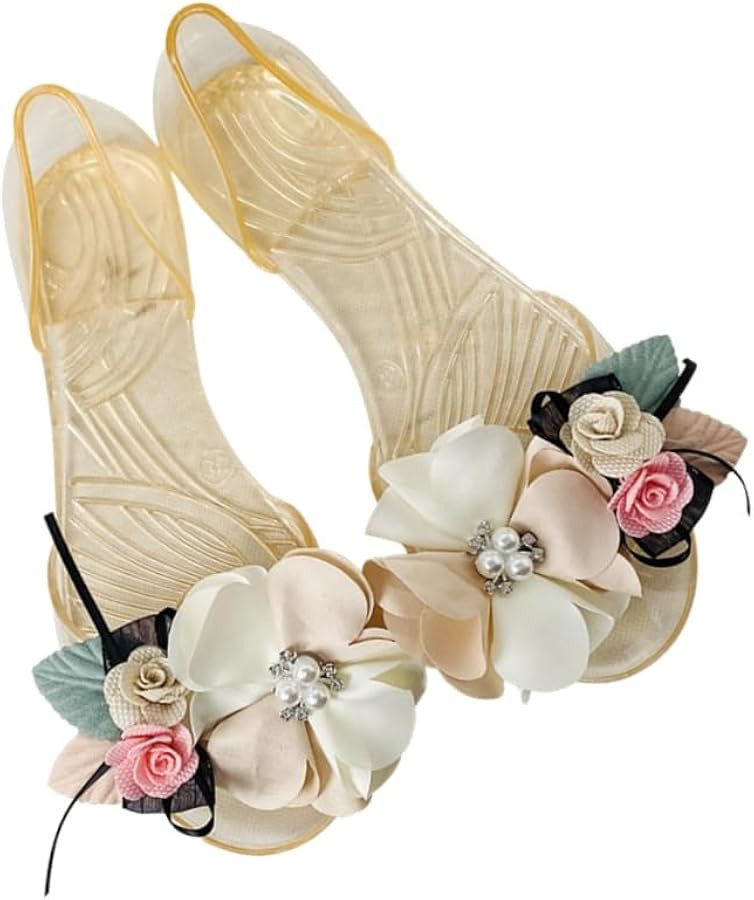 Women's Stylish and Elegant Flat Shoes with Floral Decorations - for Daily use, Parties, and Beac... | Amazon (US)