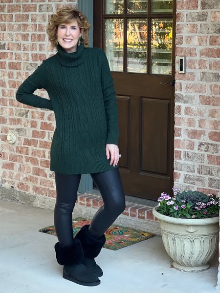 This long cable knit tunic sweater from Amazon comes in lots of colors! I paired it with Spanx faux leather leggings (29% off for Cyber Monday) and classic tall UGG boots that I rolled down. 

#LTKsalealert #LTKCyberWeek #LTKHoliday
