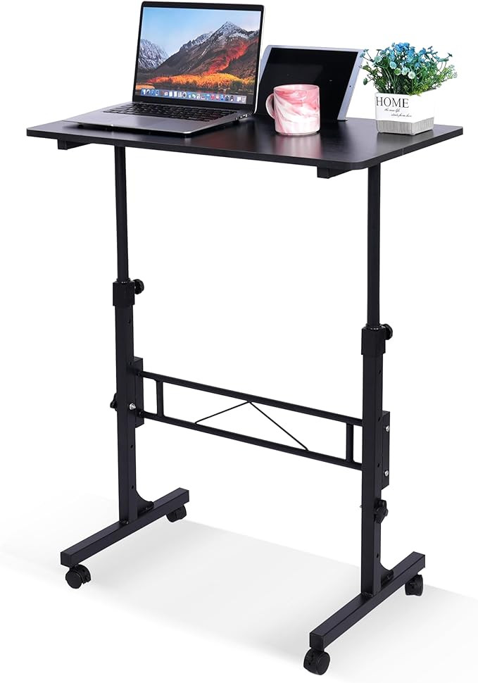 Standing Desk Adjustable Height, Mobile Stand Up Desks with Wheels Small Computer Desk Rolling De... | Amazon (US)