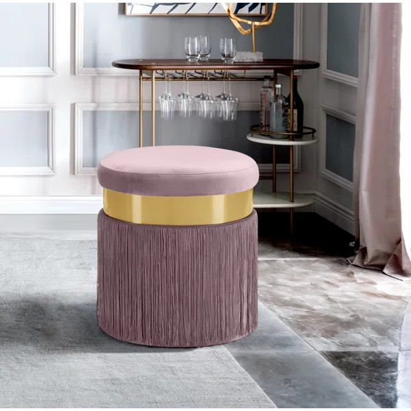 Fuente 15.5'' Wide Velvet Round Standard Ottoman | Wayfair North America