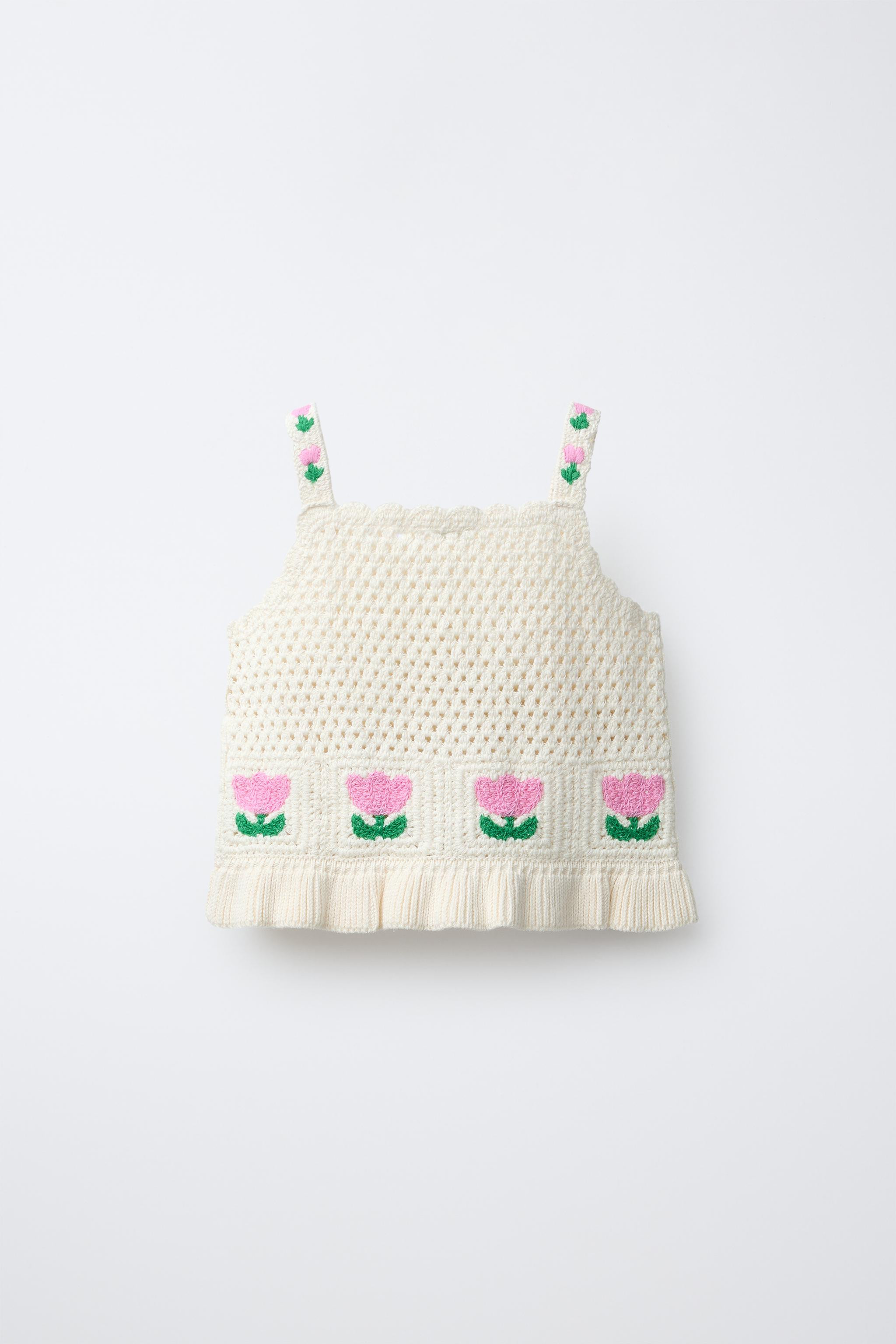 CROCHET KNIT FLORAL TOP | Zara US