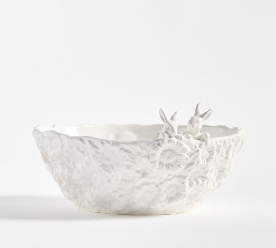 Floral Bunny Stoneware Serveware Collection