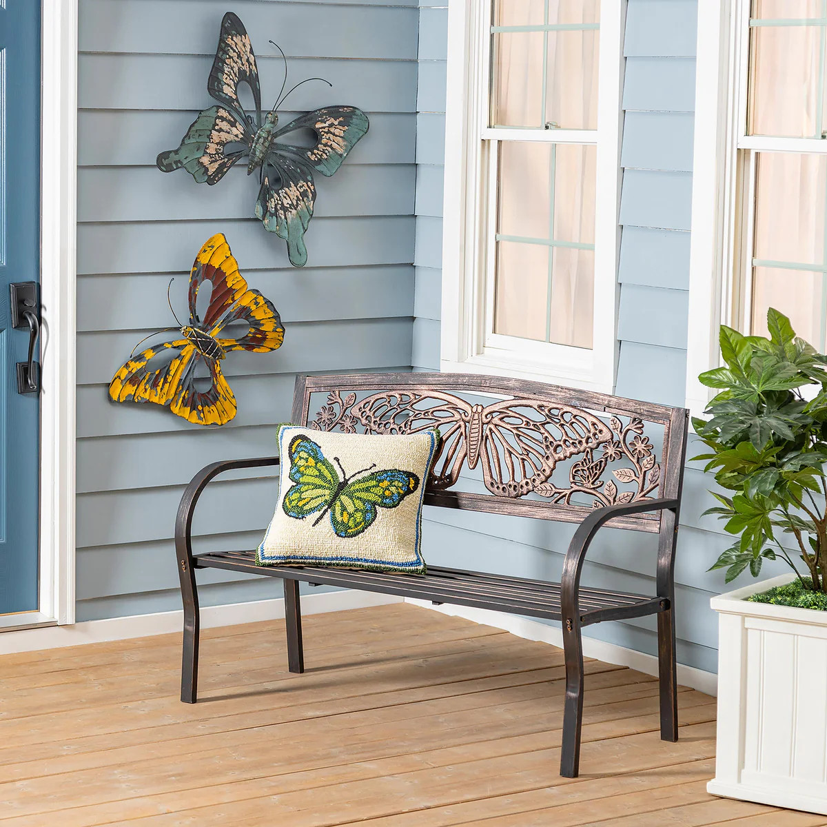 Butterfly Metal Garden Bench | Plow & Hearth