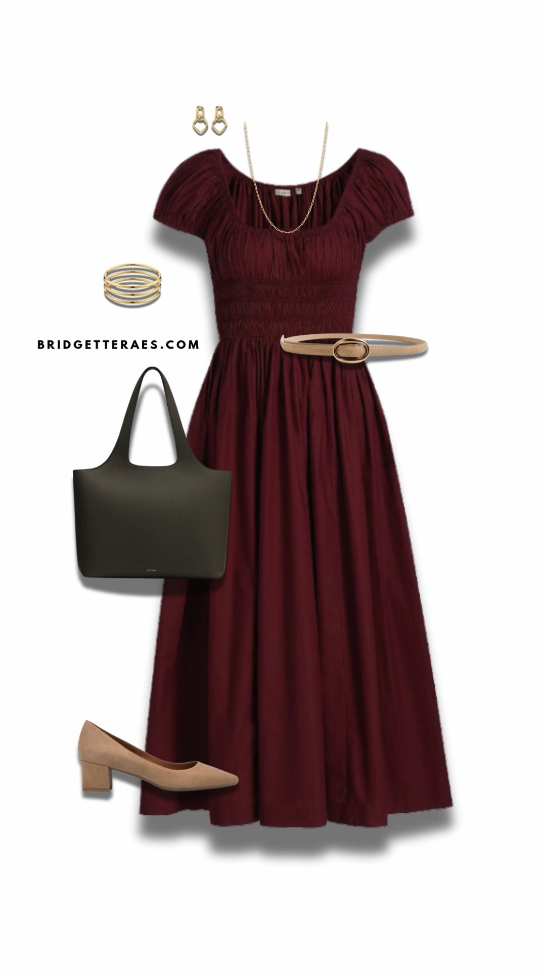 This look is a perfect reminder that executive style can be both commanding and effortlessly feminine. The rich burgundy midi dress creates an immediate sense of confidence and sophistication, while the softly gathered neckline, smocked waist, and flowing silhouette add movement and elegance without sacrificing professionalism. It’s the kind of dress that transitions seamlessly from a leadership summit or client presentation to a dinner event, making it a versatile investment for women whose calendars rarely slow down. Neutral accessories keep the outfit refined, with classic suede block heels offering comfort for a full day on your feet and a slim belt subtly defining the waist. The structured olive tote introduces an unexpected yet elevated contrast that complements the warmth of the burgundy beautifully, while delicate gold jewelry adds just enough polish to complete the look. The overall effect is poised, approachable, and quietly powerful.

#LTKootd #LTKgrwm #LTKWorkwear