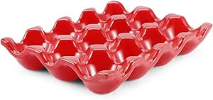 Flexzion Ceramic Egg Holder for Fridge - 12 Cups Egg Tray Whole Dozen Porcelain Container Keeper ... | Amazon (US)
