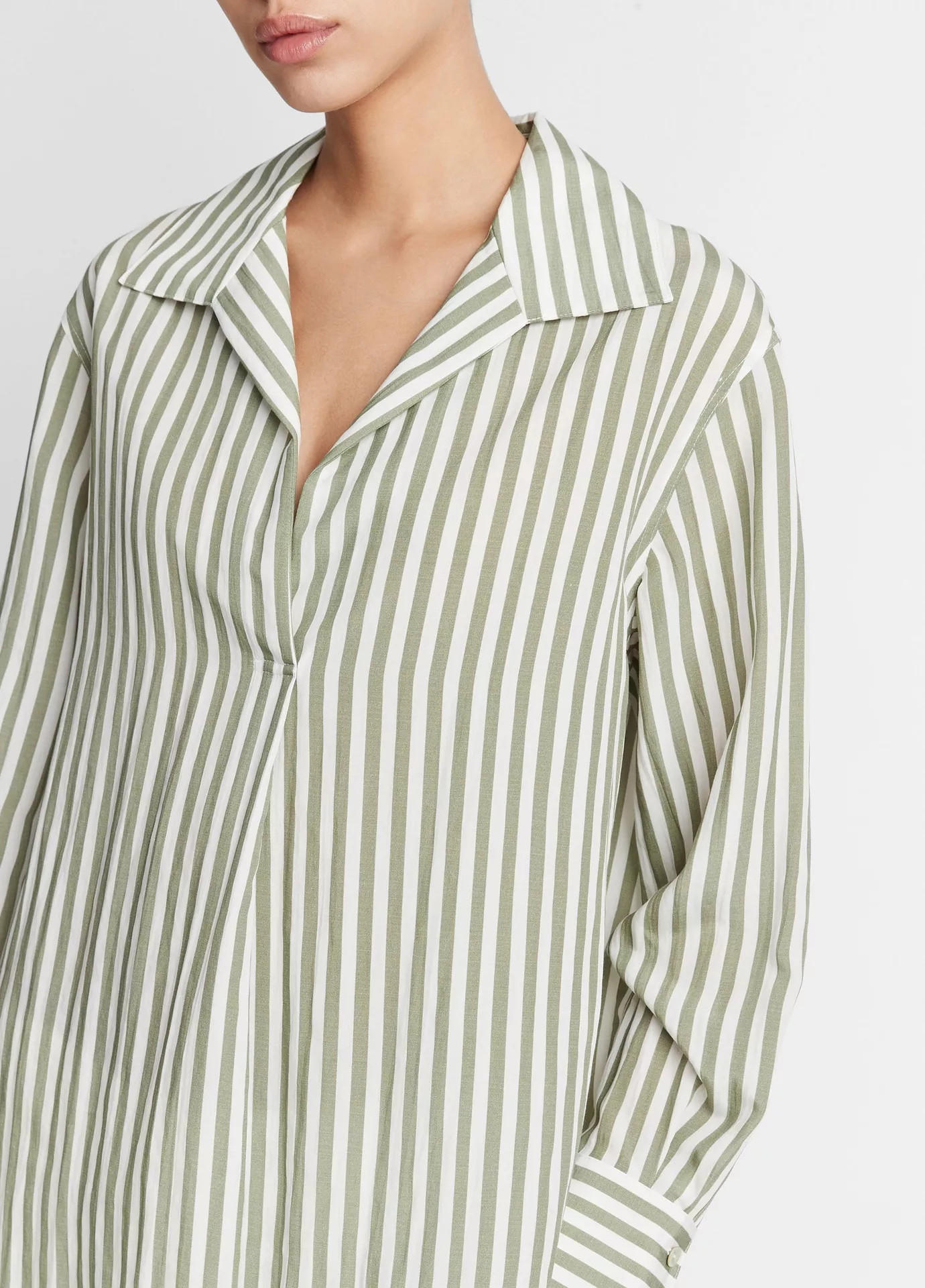 Coastal Stripe Shaped-Collar Shirt | Vince LLC