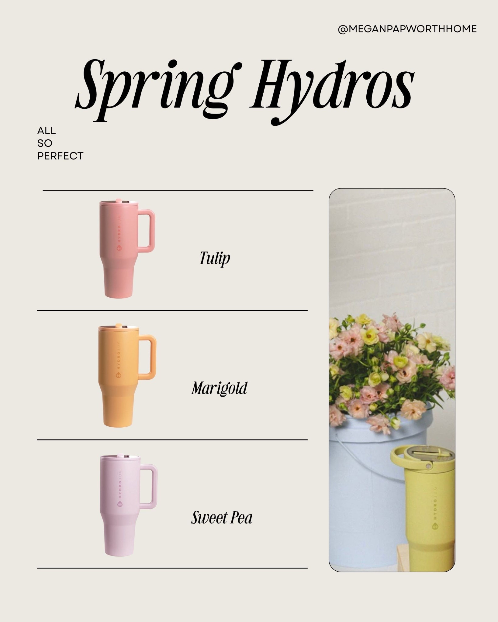 I couldn’t resis swapping out some of my old Hydrojugs for the new spring line! All of these colors are so perfect. Which one’s your favorite? 🌷 