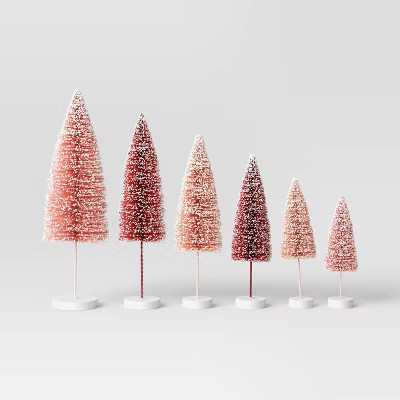 6pc Sisal Bottle Brush Tree Christmas Figurine Set - Wondershop™ | Target