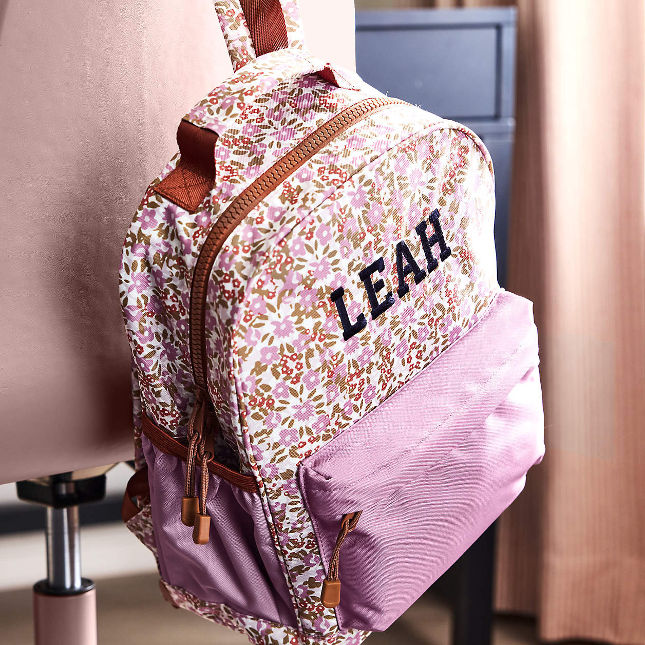 Forest Floral Pink Large Kids Backpack with Side Pockets + Reviews | Crate & Kids | Crate & Barrel