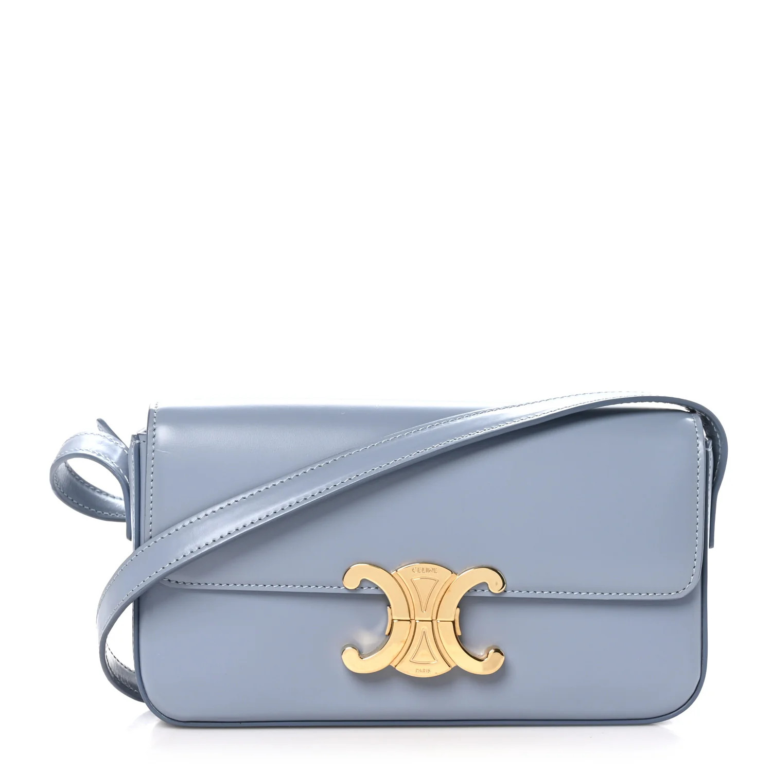 Shiny Calfskin Triomphe Shoulder Bag Arctic Blue | FASHIONPHILE (US)