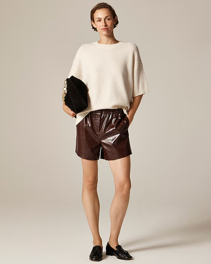 Boxer short in distressed faux leather | J. Crew US