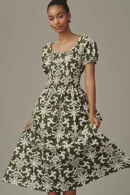 Maeve Puff Sleeve Fit & Flare Dress | Anthropologie (US)